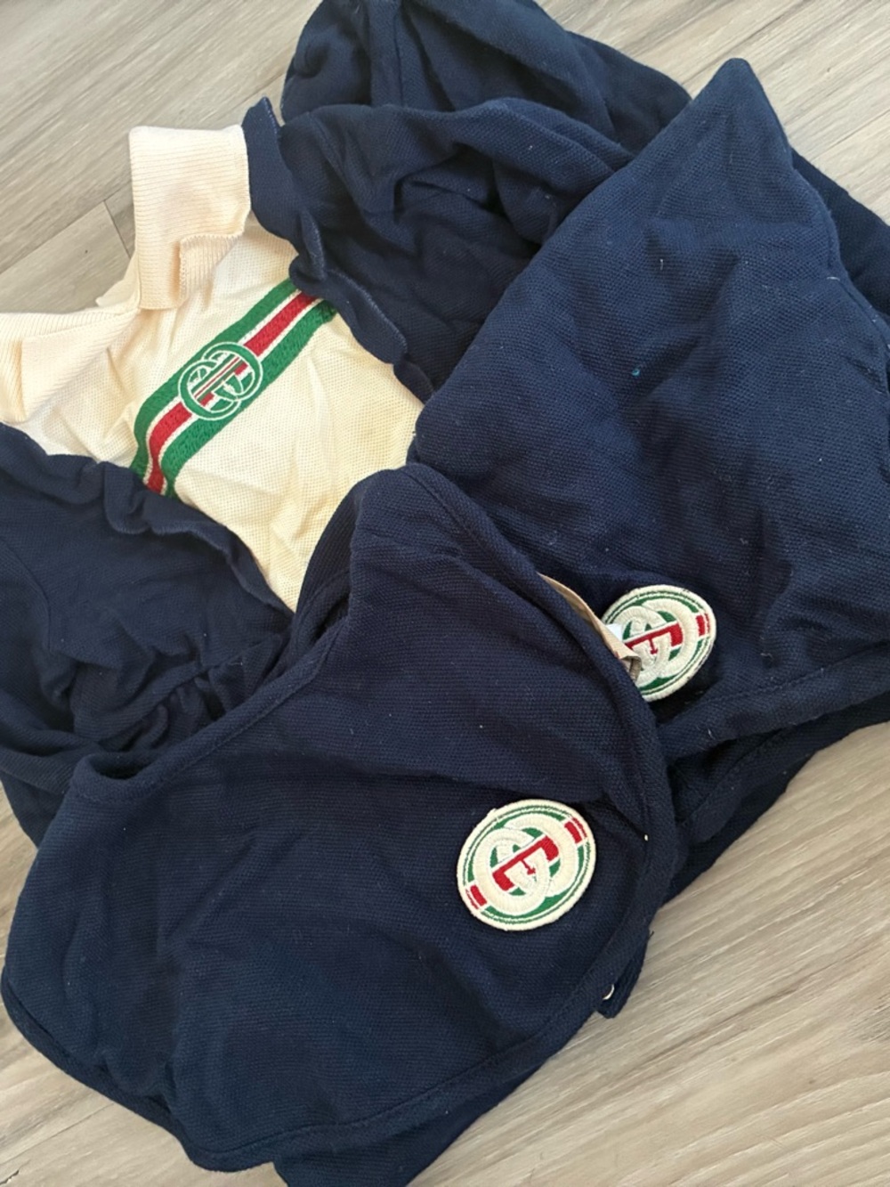 Gucci Navy and Cream Kids Matching Set with Green & Red Stripe